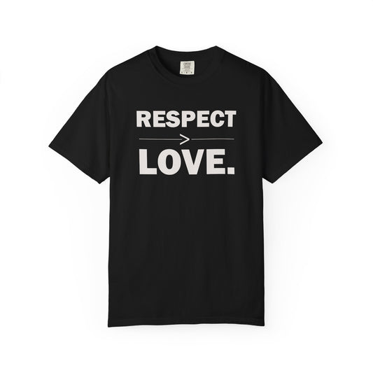 Respect > Love T Shirt Small Text